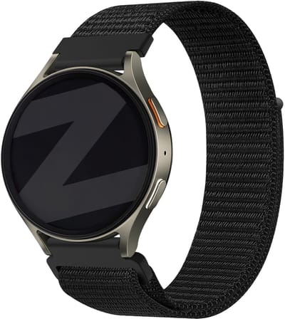 Bandz Smartwatch bandje 18mm nylon 'Easy fit' - geschikt voor Huawei Watch GT 5 Pro - 42mm / GT 5 - 41mm / GT 4 - 41mm / Watch 5 - 42mm - Fossil Gen 5e - 42mm / Gen 6 - 42mm - Withings ScanWatch Light / Steel HR - 36mm (zwart)