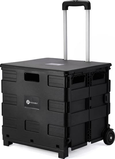 Packaway XL Opvouwbare Boodschappentrolley, Boodschappenkrat Met Deksel 50 Liter - Zwart
