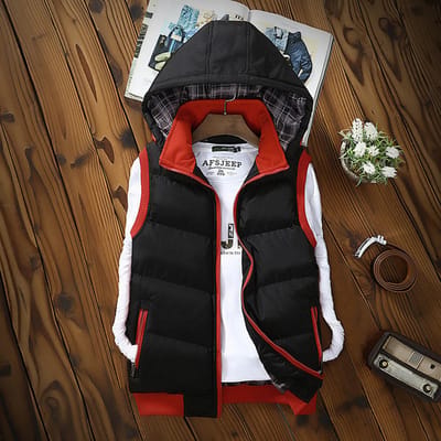 Nieuw Hooded Down Katoen Casual Vest Heren Winter Slim-fit Koreaanse Versie Jas Jeugd Effen Kleur Vest Katoen-gewatteerde Jas 5XL black