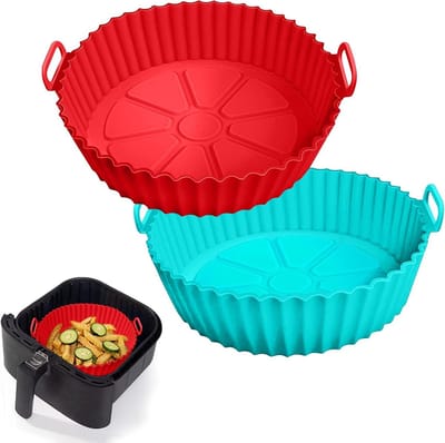 Daity Airfryer Accesoires - Airfryer Siliconen Bakje - Airfryer Bakpapier Alternatief - Bakvorm Airfryer - Herbruikbaar - Set van 2 stuks - 20 cm