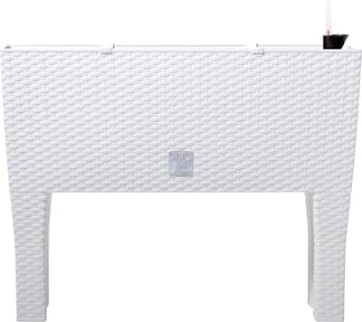 Prosperplast Bloembak/plantenbak op poten Rato - met irrigatiesysteem - wit - 60 x 25 x 46 cm