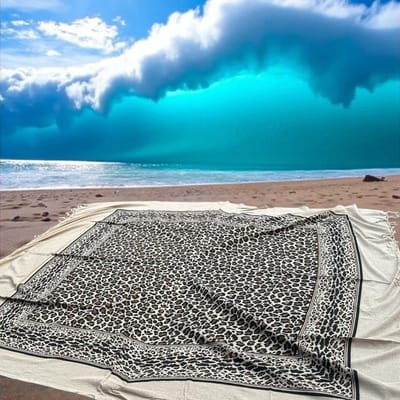 Lindian style - XL strandlaken - Tweepersoons strandlaken - Groot strandlaken - leopard panter strandkleed - panter print - Tweepersoons strandkleed - XXL strandlaken - XL strandkleed - Picknickkleed - Zwart/bruin