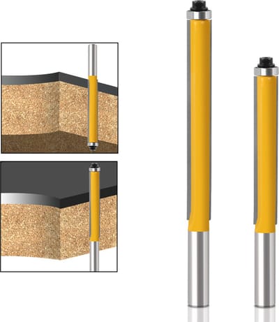2 stuks - industriële freesbit - 8mm schacht verlengd kopieerfrees - vlakke trimfrees - anti-terugslagontwerp - voor houtbewerking