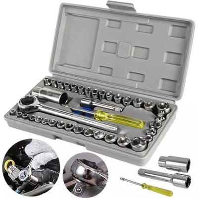 40-delige Ratelsleutel Gereedschap Koolstofstaal Bit Schroevendraaier Dopsleutelset Kit voor Reparatie