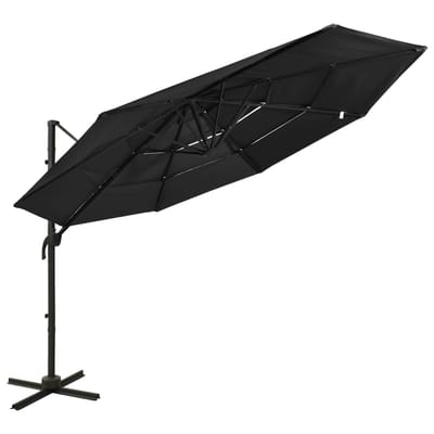 vidaXL - Parasol - 4-laags - met - aluminium - paal - 3x3 - m - zwart