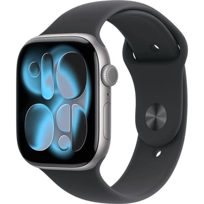 Apple Watch Series 11, 46 mm, GPS + Cellular, Aluminium, Sportband M/L, Grijs (Zwart)