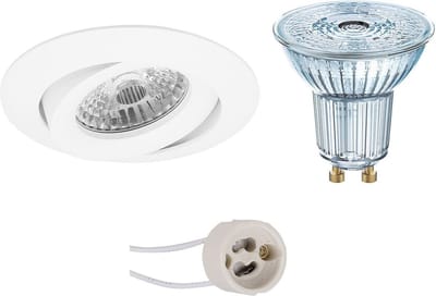 LED Spot Set - LEDVANCE Parathom PAR16 940 36D - Proma Uranio Pro - GU10 Fitting - Dimbaar - Inbouw Rond - Mat Wit - 3.4W - Natuurlijk Wit 4000K - Kantelbaar - Ø82mm