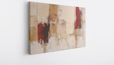 Saammp Canvas Schilderij - Beige Vegen - Abstract kunstwerk - 30x20 - Foto op canvas - Wanddecoratie - Muurdecoratie Woonkamer - Slaapkamer decoratie - Canvas Print