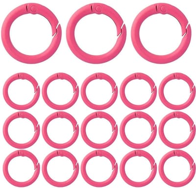 Dailygoods- Karabijnhaak 18 Stuks - Ronde O-ring - Veersplitringen - Doe-het-zelf - Sieraden - Lichtroze - Buitendiameter 20 mm - Haak