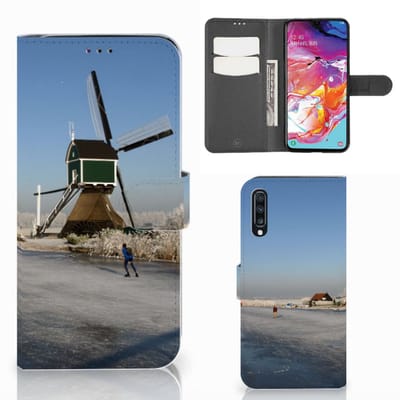 Boekhoesje voor Samsung Galaxy A70 Flip Cover Schaatsers