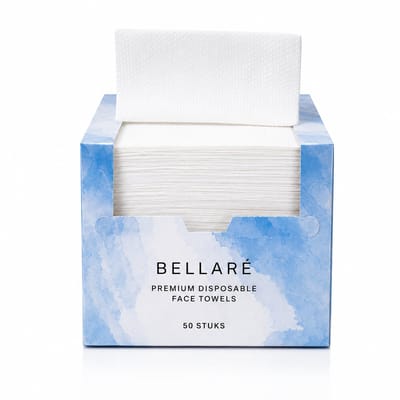 Bellaré Premium Wegwerp Gezichtsdoekjes 50 Stuks – XL Gezichtshanddoekjes voor Eenmalig Gebruik – Extra Zacht voor Huidverzorging, Acne en Gevoelige Huid – Biologisch Afbreekbaar