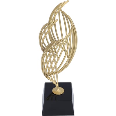 Metalen Abstract Decoratief Sculptuur met Basis Moderne Luxe Metalen Abstracte Kunst Woondecoratie Beeld beige