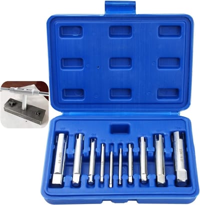 Set van 10 Stuks Schroef Extractors voor Gebroken Schroeven en Bouten, HSS Tap Verwijderaars met Opbergdoos, Inclusief 3 Fluiten en 4 Schijven voor Efficiënt Gebruik