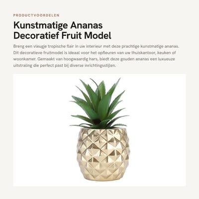 Dailygoods- Nep Ananas Goud - Hars Fruit Model - Decoratie Woonkamer - Decoratieve Tafellampen - Thuiskantoor - Onderhoudsvriendelijk
