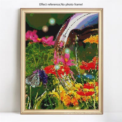 Peinture Diamant 5D Affichage Complet Fleur Scénique Rond Complet Point de Croix Mosaïque Broderie Diamant 20X30CM