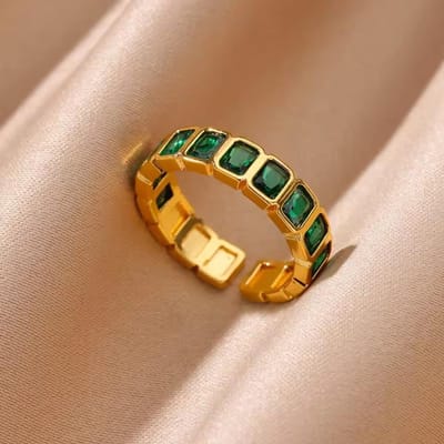 Bague zircon de couleur géométrique or femme personnalisée simple luxe léger bague haut de gamme