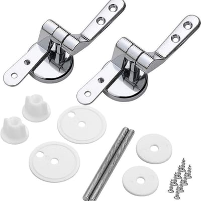 Toiletbril scharnierset - Toiletbril scharnier - Toiletbril vervangend scharnier (inclusief schroeven, bouten en moeren) - Zinklegering - Verstelbare toiletbril - Montageset voor toiletbril van roestvrij staal - Montageset voor toiletbril
