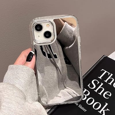 Luxe Make-up Spiegel Hoesje Voor iPhone 11 Fundas Coque Iphone 16 17 Air 15 13 14 12 Pro Max XR X XS Siliconen Gegalvaniseerde Hoesjes Artificial leather zilver