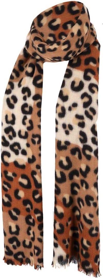 Sarlini Langwerpige Woven Sjaal Leopard Multi Camel