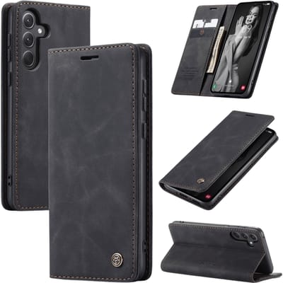 Caseme Samsung Galaxy A56 Business Bookcase Hoesje Zwart
