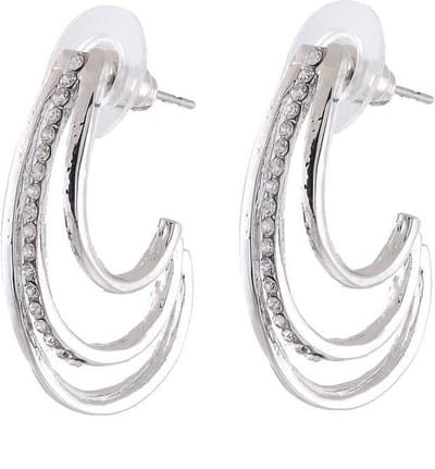 Behave - Oorsteker met Steentjes - Zilverkleur - Trendy Glamourlook