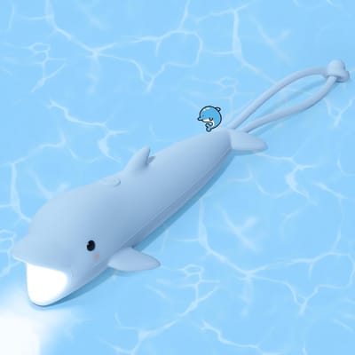 Siliconen zaklamp geschikt voor kinderen, dimbare zaklamp voor peuters, jongens en meisjes, leuke en draagbare zaklamp (dolfijn) voor kamperen, nachtwandelingen en gebruik door het hele gezin.