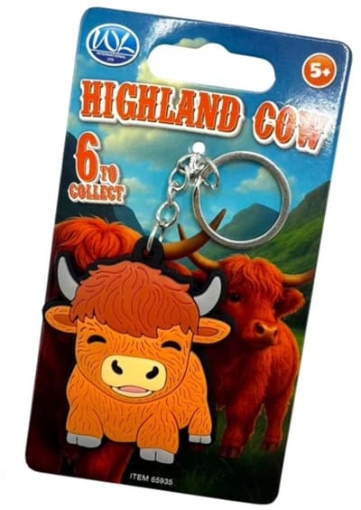 Schotse Hooglander Sleutelhanger – Highland Cow Koe – Dubbelzijdse Sleutelhanger 6 cm – Landelijk Dier Accessoire