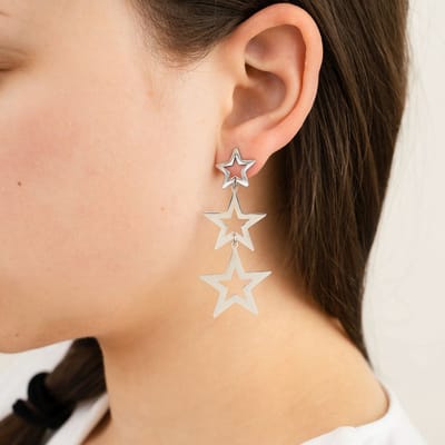 Oorbellen 3 Sterren - Stainless Steel - Zilverkleurig - Verkleurt niet - Feestdagen oorbellen
