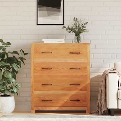 vidaXL - Kast - met - lade - Bruin - 80 - x - 35 - x - 95 - cm - Massief - Eikenhout