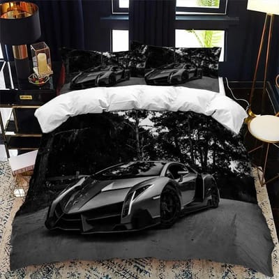 3D Geprint Sportwagen Supercar Beddengoed Set 3D Geprint Geschikt Voor Slaapkamer Dekbedovertrek Set Met Kussenslopen Kinderen Huis Textiel AU Single(140*210cm)3pcs