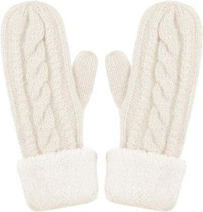 Dikke en Warme Gebreide Fleece Wanten voor Dames, Ideaal voor de Winter, One Size, Comfortabele Handschoenen voor Koude Dagen