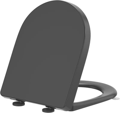 Toiletbril D-vorm - Toiletzitting Deksel - Badkamer Vernieuwen - Soft Close - 45x36cm - Grijs