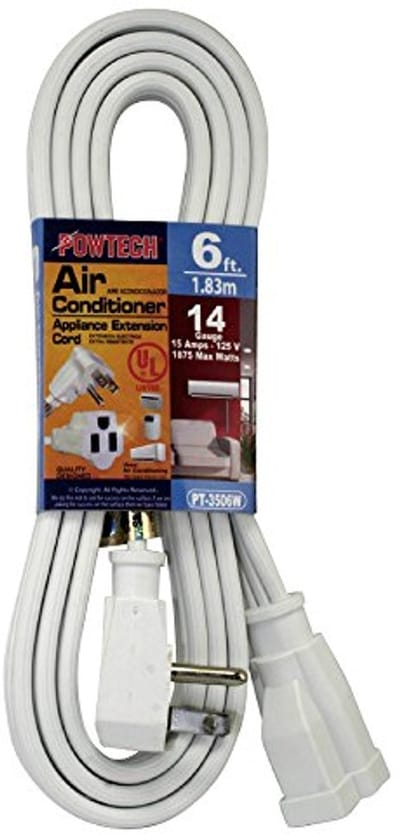 Zware 6 FT Air Conditioner en Huishoudelijke Apparatuur Verlengsnoer 14 Gauge 125 V 15 Amps 1875 Watt met 3-Polige Aansluiting