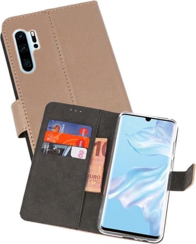 Booktype Telefoonhoesjes - Bookcase Hoesje - Wallet Case - Geschikt voor Huawei P30 Pro - Goud