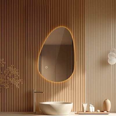 Lumoire® Spiegel Met Verlichting - 90 CM Organisch - Badkamerspiegel - Asymmetrisch