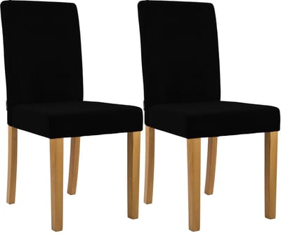 CLP Ina Set van 2 eetkamerstoelen - klassiek - met rugleuning - hout - corduroy - ribstof - antiek licht/zwart
