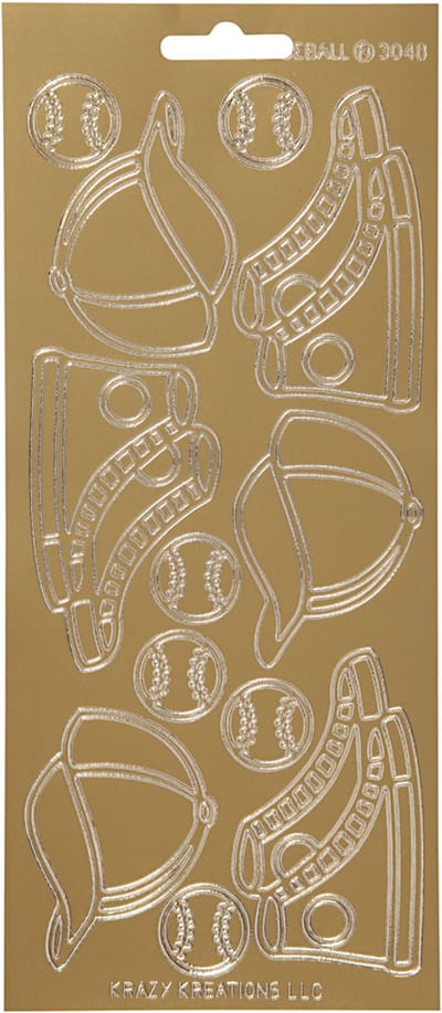 Stickers, sport, vel 10x23 cm, goud, 1 vel