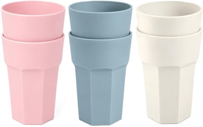 Plasticforte onbreekbare drinkglazen - 6x stuks - kunststof/plastic - mix van 3 kleuren - 520 ml - 13 cm
