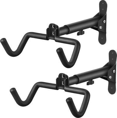 Opvouwbaar Fietsenrek met Verstelbare Lengte en Hoek - Horizontaal Wandbevestigingsysteem voor Binnen en Garage - Geschikt voor Racefietsen, Mountainbikes en Hybride Fietsen (2-pack)