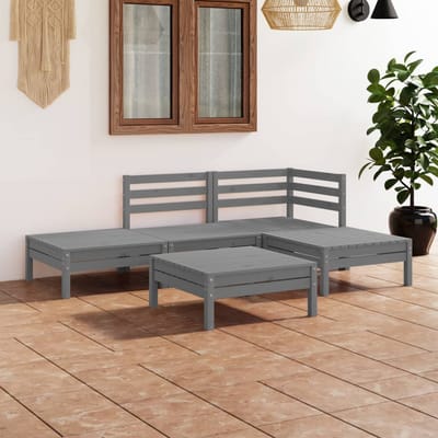 vidaXL - 5-delige - Loungeset - massief - grenenhout - grijs