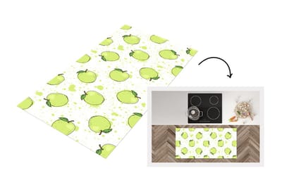 Keukenloper - Loper keuken - Waterverf - Appel - Groen - Patronen - 120x60 cm - Keukenloper vinyl