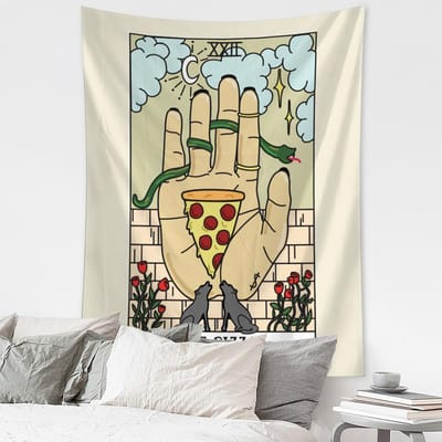 Tarot Kattenpootjes Wandkleed Psychedelische Boheemse Stijl Huis Hippie Hekserij Meisjes Studentenkamer Decor 95x70cm beige