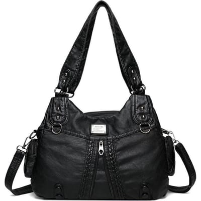 Europese en Amerikaanse Stijl Trendy Dames Schoudertas Retro Gevlochten Klinknagel Dames Handtas Grote Capaciteit Draagtas Dames black