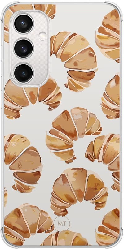 Hoesje (shockproof) geschikt voor Samsung Galaxy S23 FE - Croissant - Extra sterke case - TPU/polycarbonaat - Print - Beige, Transparant