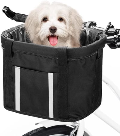 Famanu – Afneembare fietsvoormand met stuuradapter, compacte fietsmand 33 x 22 x 25 cm