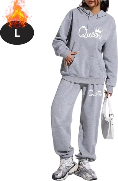 Nivard Joggingpak - Huispak - Volwassenen - Trainingspak - Comfortabel - Joggingsbroek - Tracksuit - Dames - Winter - Lichtgrijs - L