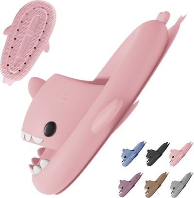 Geweo Shark Slides - Haai Slippers - Badslippers - Pantoffels Heren Dames - Douchepantoffels - Haaienpantoffels - Zomer Antislip Platform Kussen Glijbanen Slippers - Roze - Maat 3738