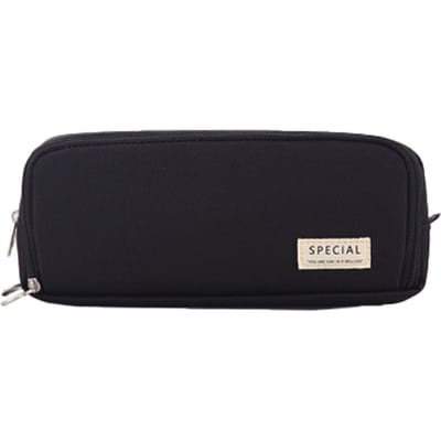 Grote etui voor meisjes, jongens, school, esthetische ritssluiting, potloodzakjes, schattig Kawaii etui zwart