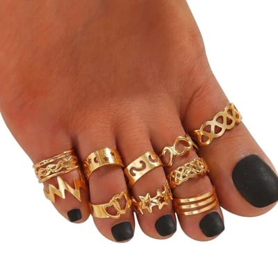 Goudkleurige teenring set dames verstelbare voet ringen open design met hartjes sterren geometrisch patroon en meerlaagse details teen sieraden bohemian stijl
