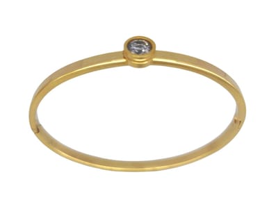Dames Armband - Goudkleur - Strass - Gepolijst Stainless Steel - 19 cm